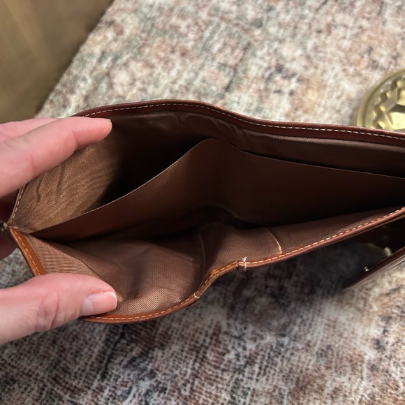 VTG DOONEY BOURKE AWL NAVY/ BRIT TAN FRENCH WALLET KISS LOCK COIN POCKET CARD - Picture 8 of 11